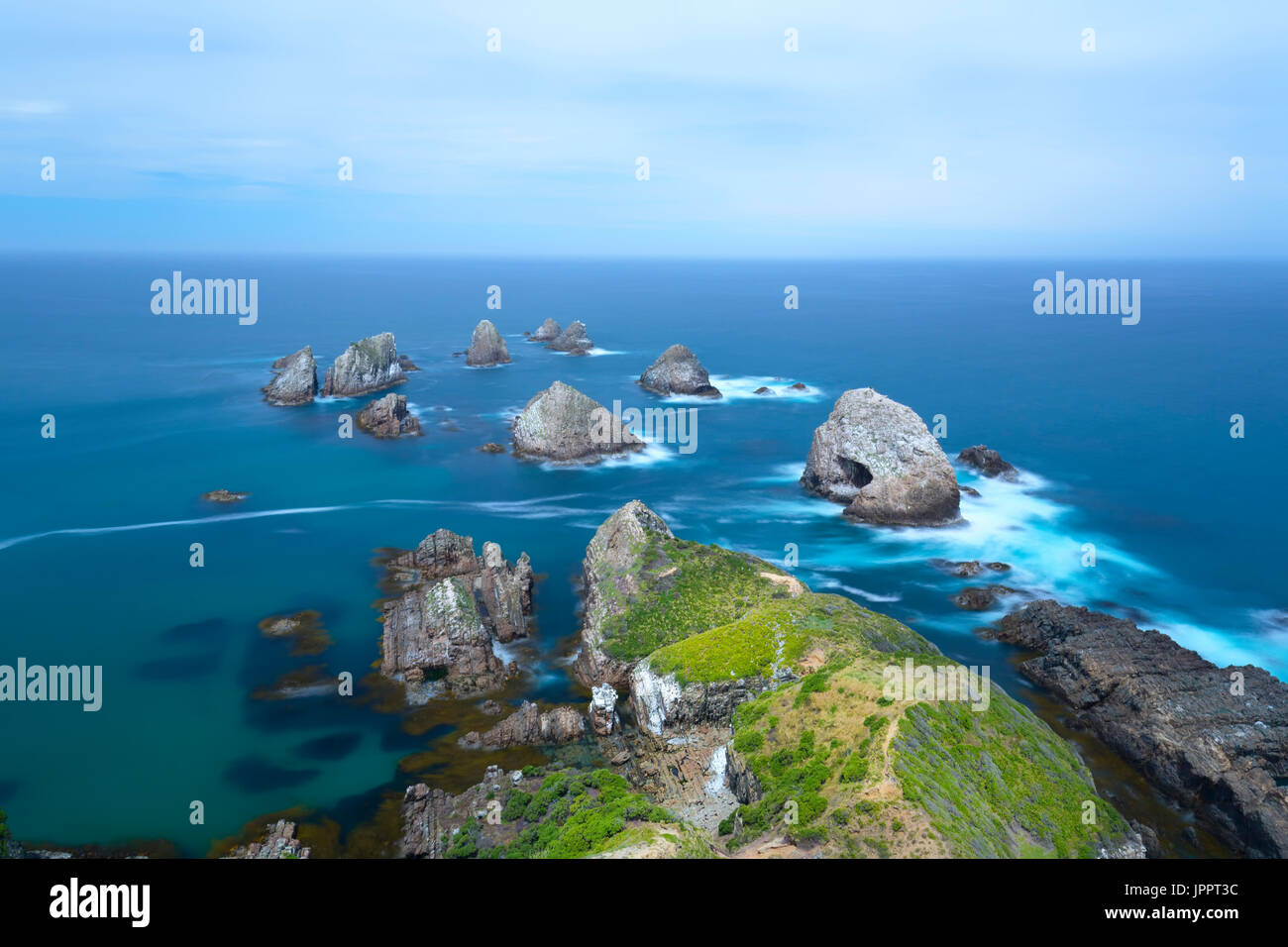 Nugget Point at South Island of New Zealand. Stock Photo