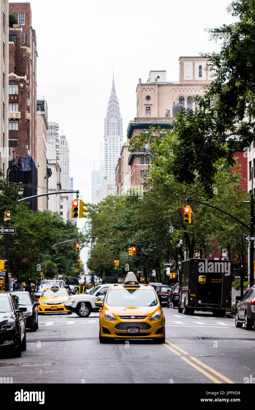 Taxi cab heading south on Irving Place Gramercy Park neighborhood Stock Photo