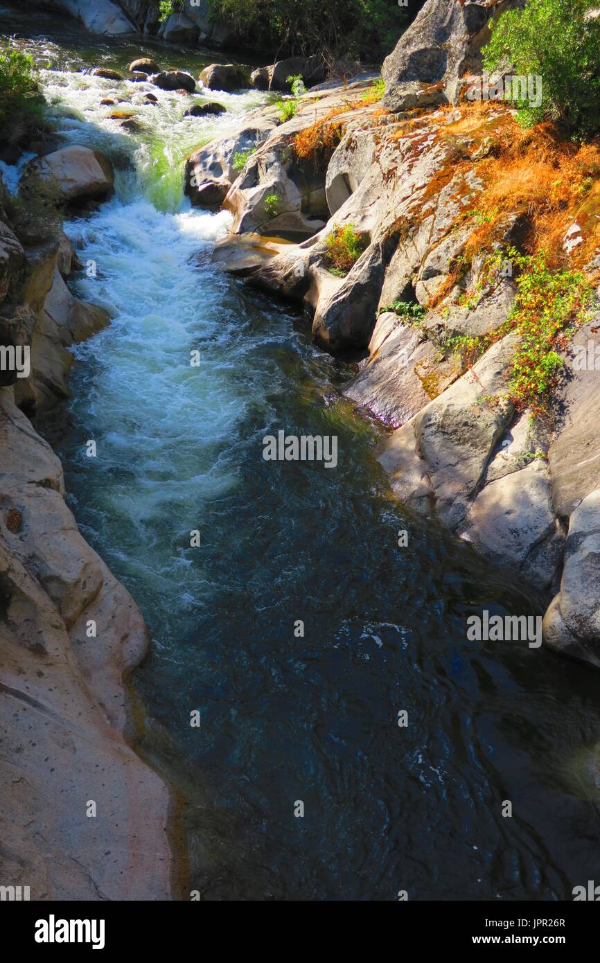 Kaweah River gorge from bridge on Mineral King Road, Sequoia National Park, California Stock Photo