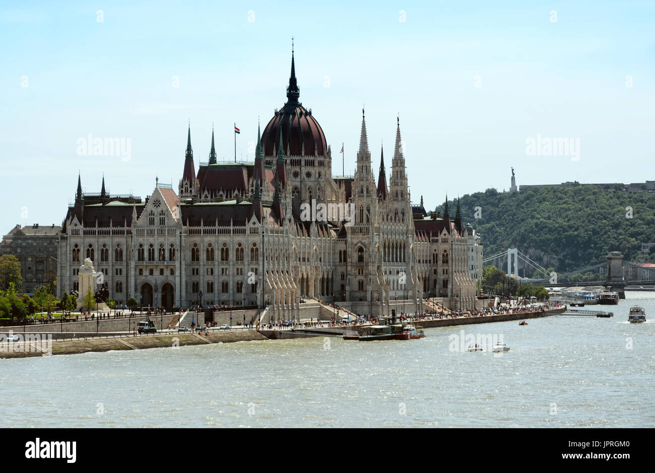 Hungarian Parliament and Danube river, Budapest, Hungary Stock Photo