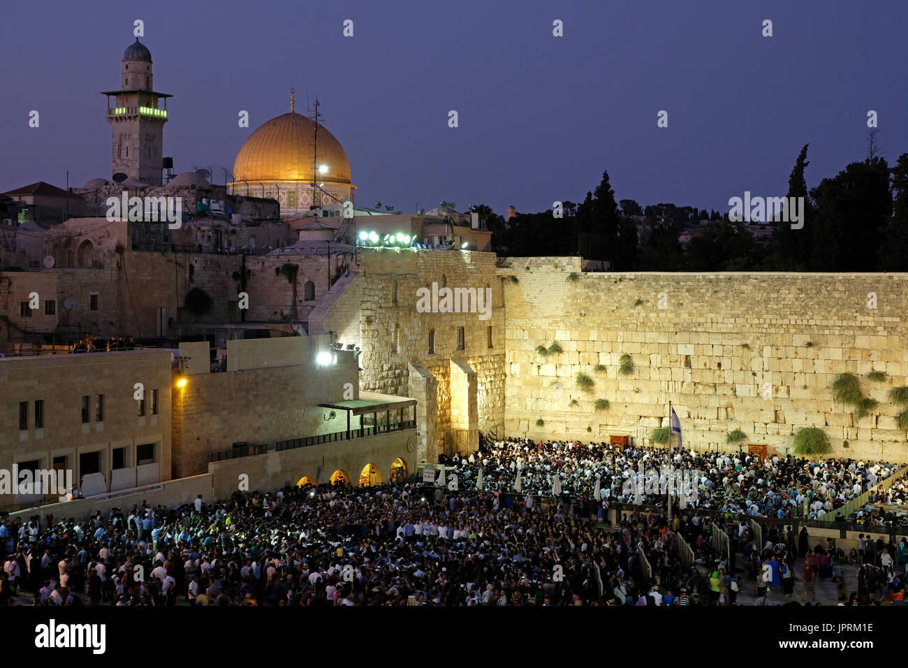 The Western Wall Or Kotel Is Packed With Jewish Worshipers On Tisha B 