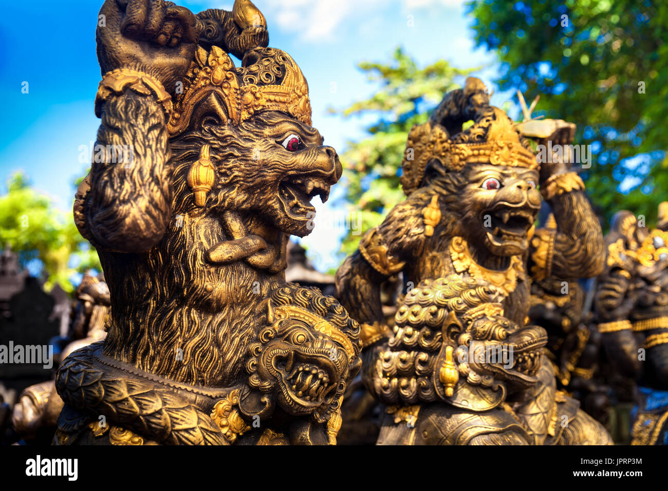Gardian statue at entrance Bali temple / Bali Hindu temple / Bali, Indonesia Stock Photo