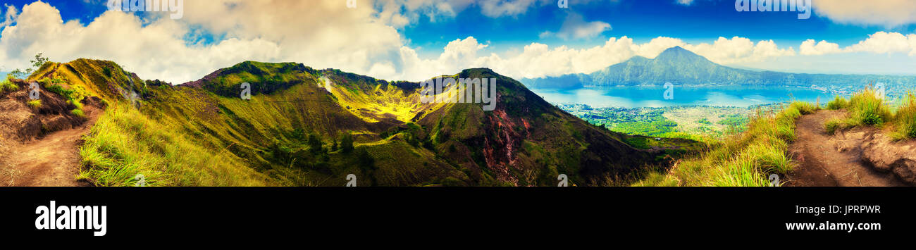 Beautiful sunrise from the top of Mount Batur - Bali, Indonesia Stock ...