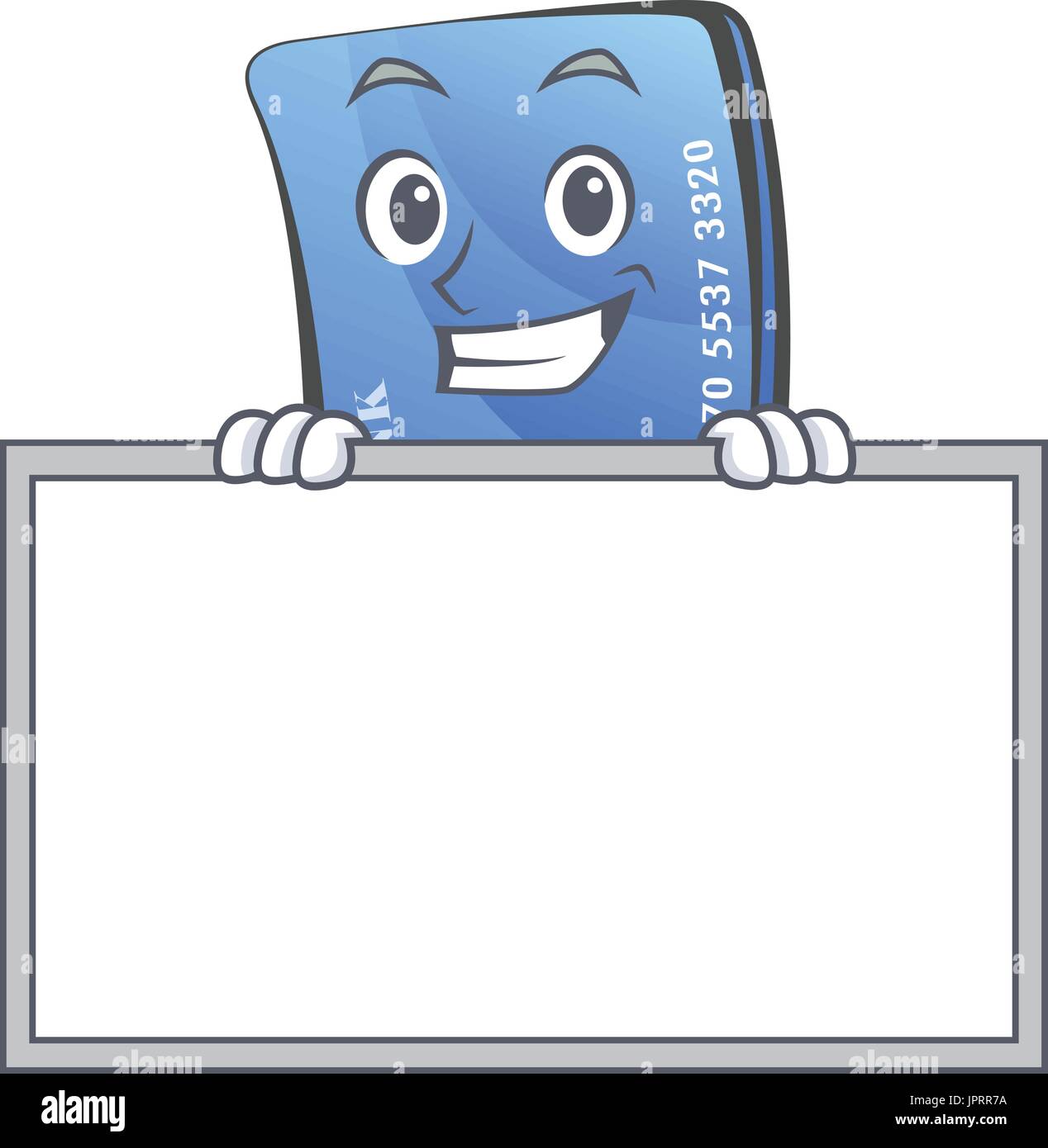 Grinning credit card character cartoon with board Stock Vector Image ...
