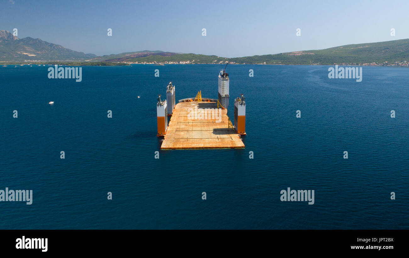 Tivat, Montenegro - 31 July 2017: Heavy lift vessel Dockwise Vanguard came to Montenegro to take the floating dock Stock Photo