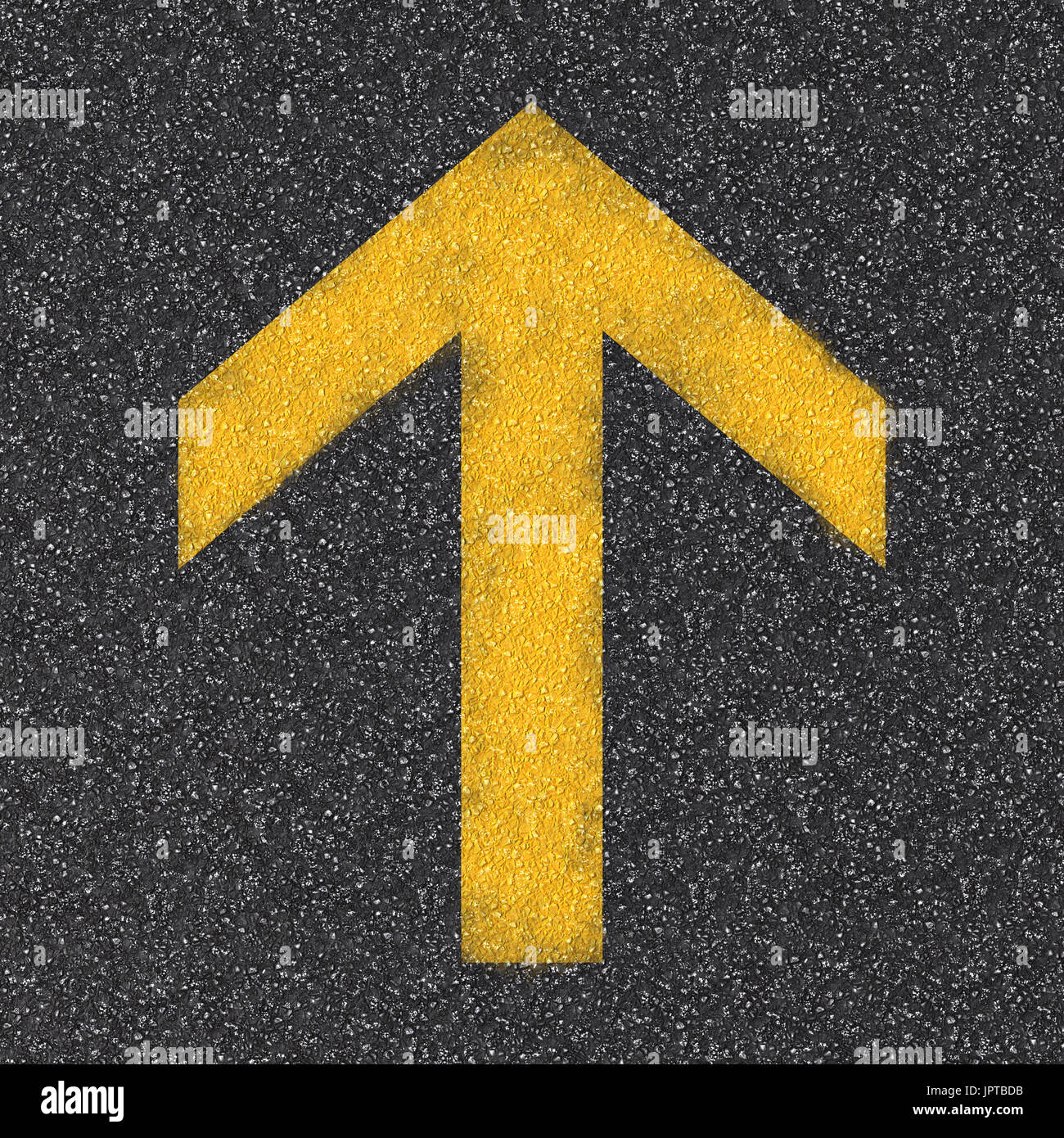arrow sign on asphalt road top view Stock Photo