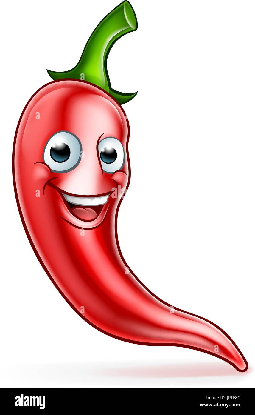Cartoon Red Chilli Pepper Mascot Stock Vector