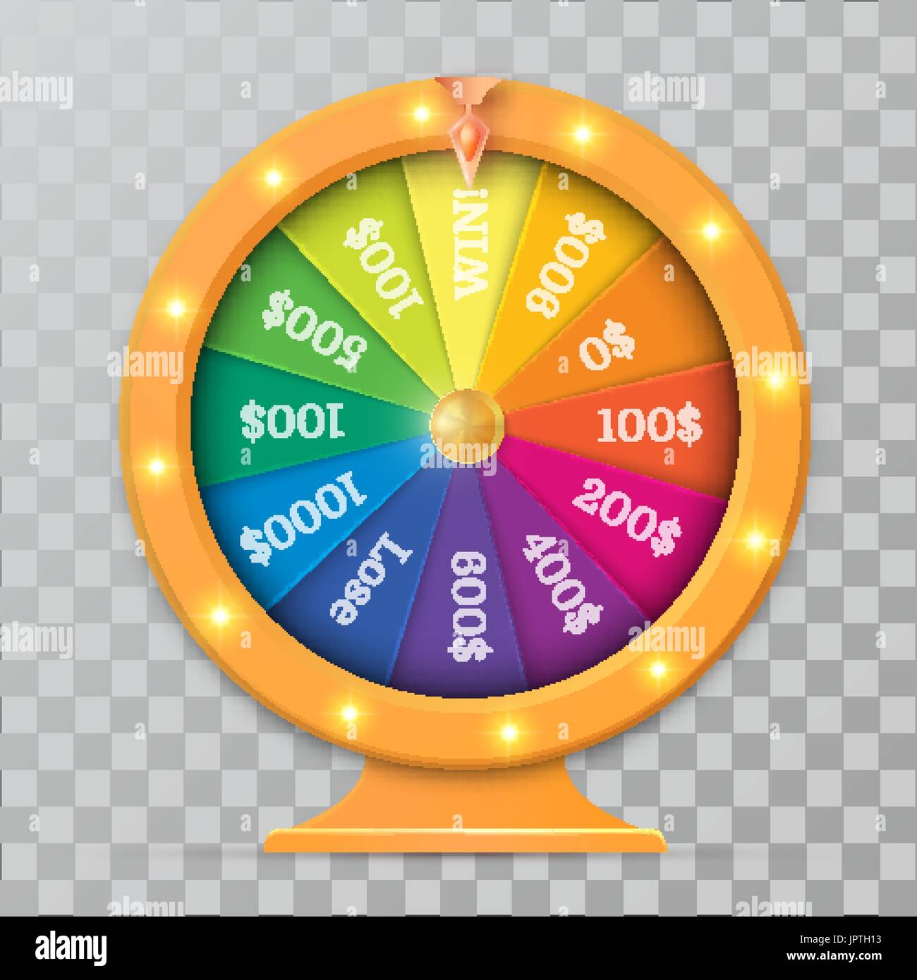 wheel of fortune 3d object. Vector illustration on transparent background Stock Vector