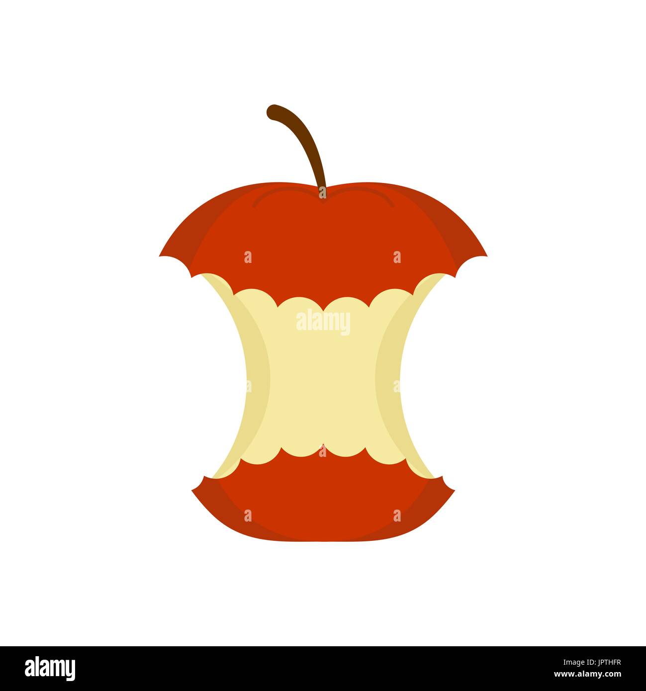 red apple core  isolated. rest of fruit on white background. Garbage Stock Vector