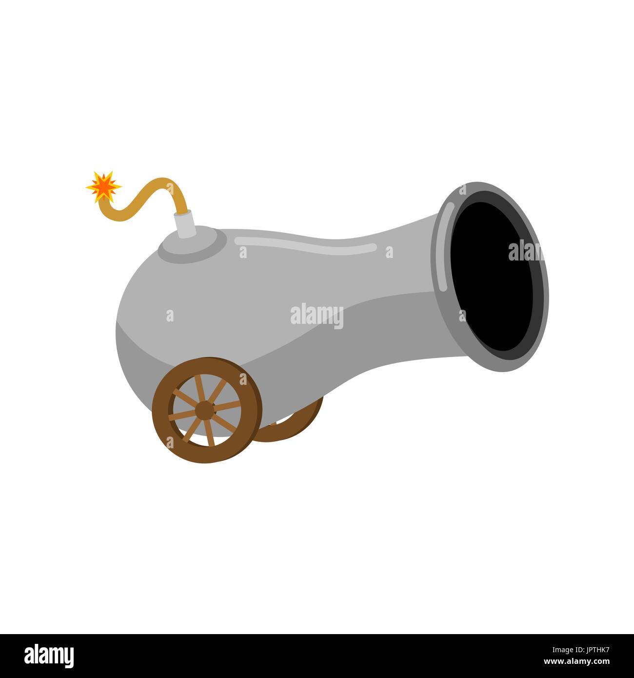 ancient cannon cartoon isolated. Funny little War Ship cannon Stock Vector