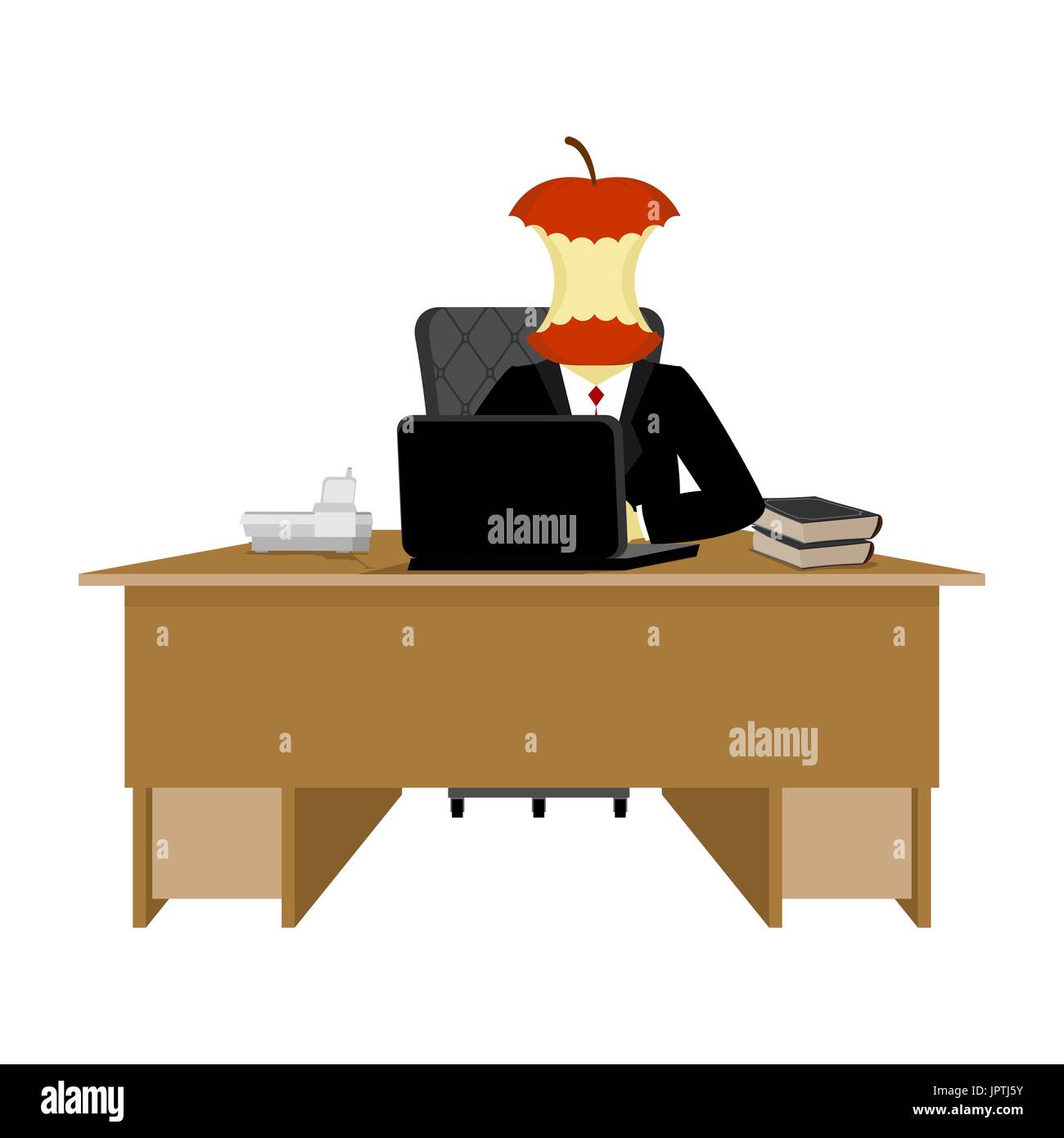 Boss apple stump. Director stub of table. Executive desk Stock Vector
