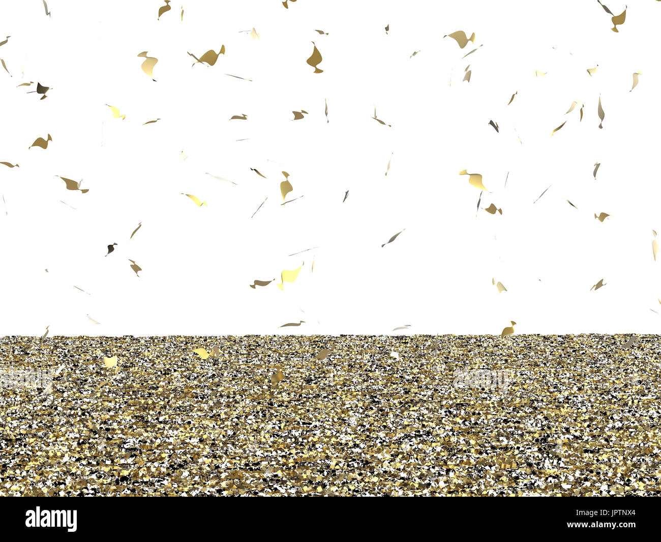 gold glitter floor with confetti on white background Stock Photo - Alamy