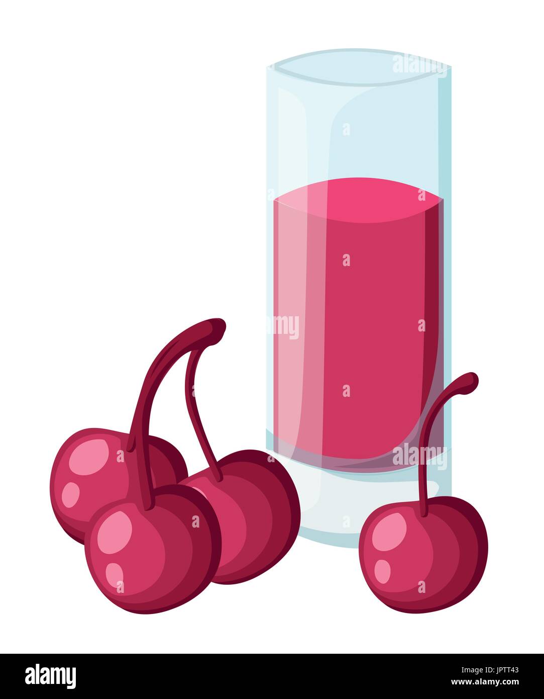 Cherry juice. A glass of cherry juice and ice and cherries. Vector Web ...