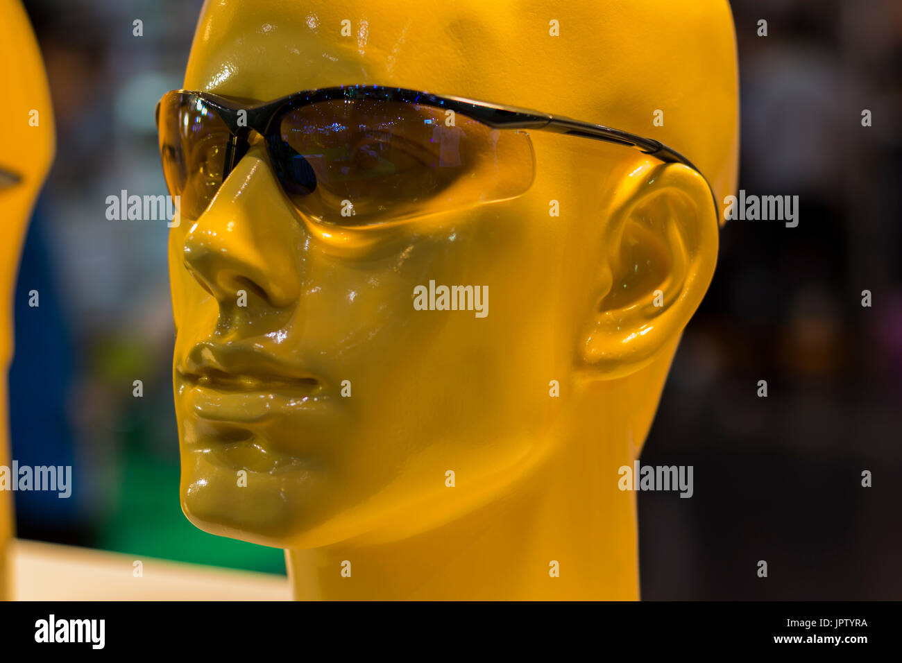 a mannequins with a safety glasses ;Personal Protection Equipment PPE