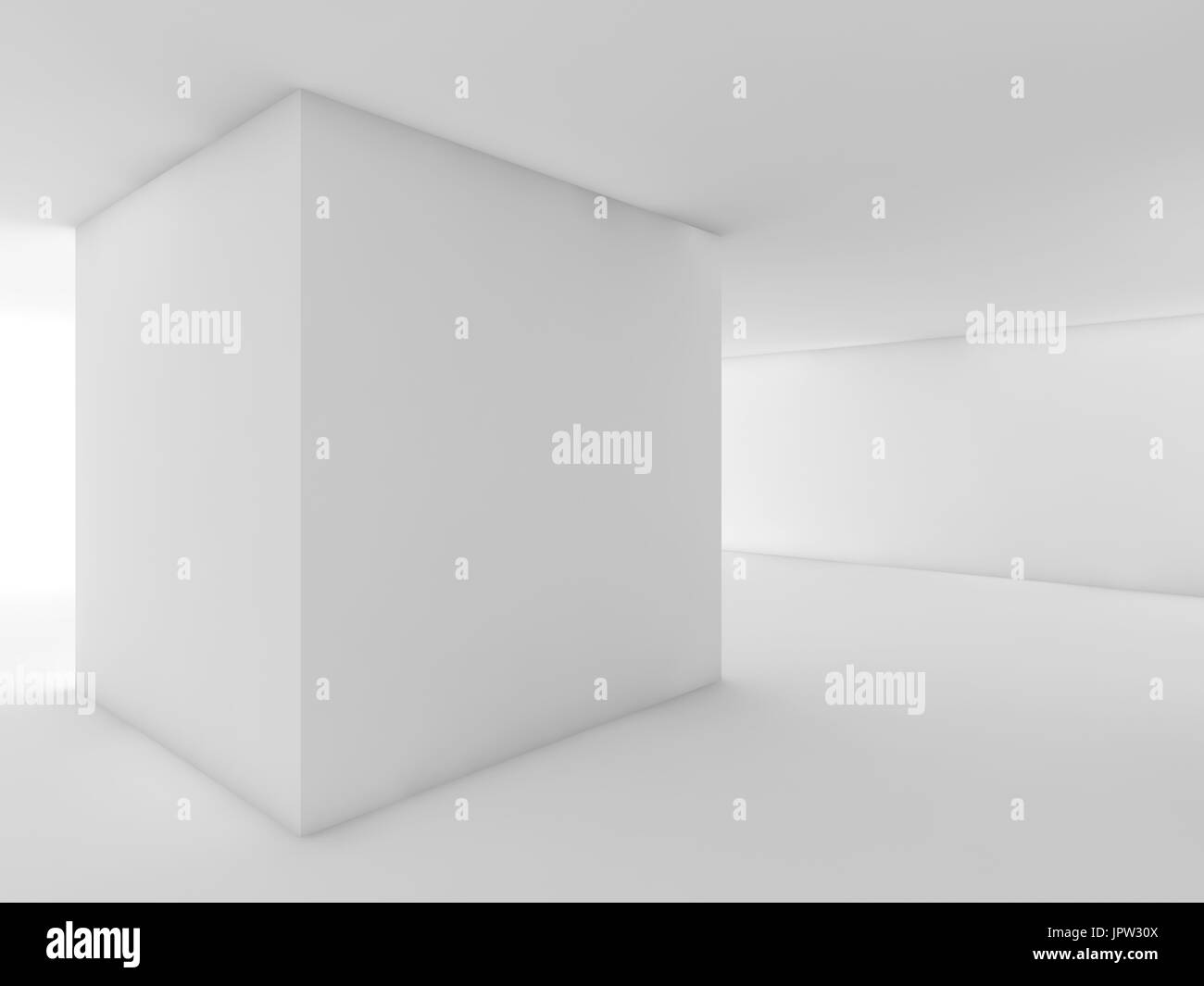 Abstract white empty interior, contemporary open space room design. 3d ...