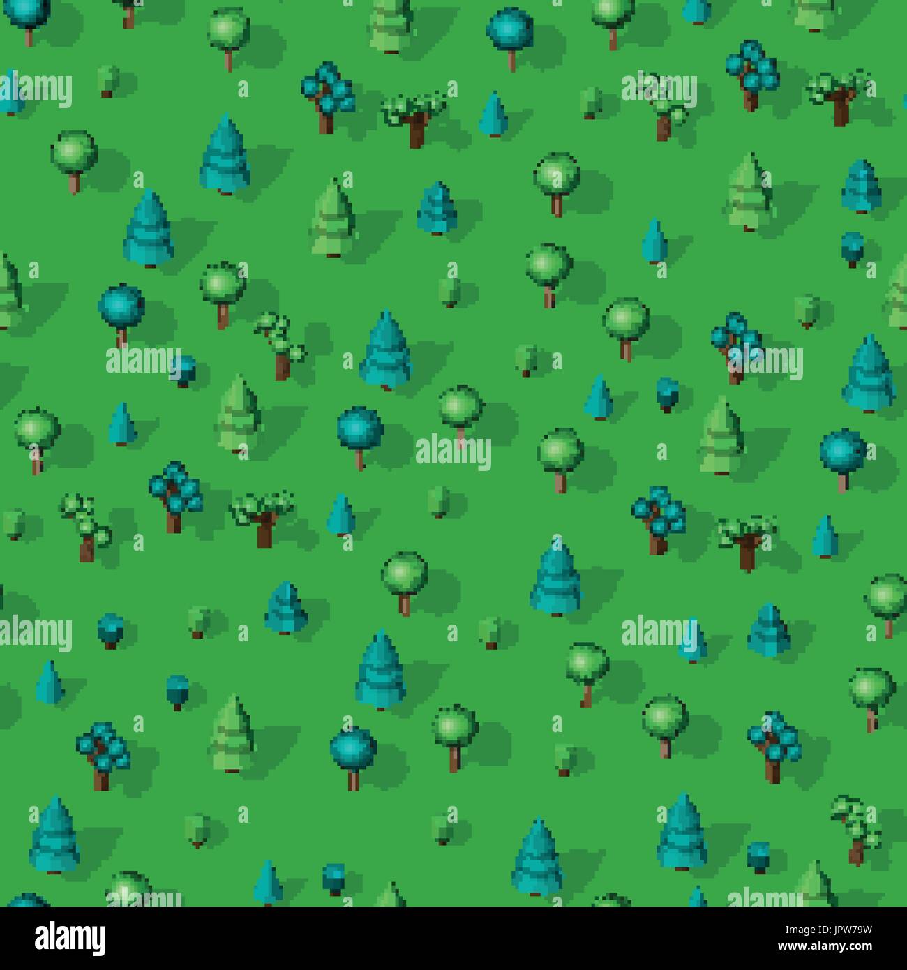 Seamless pattern with isometric trees Stock Vector
