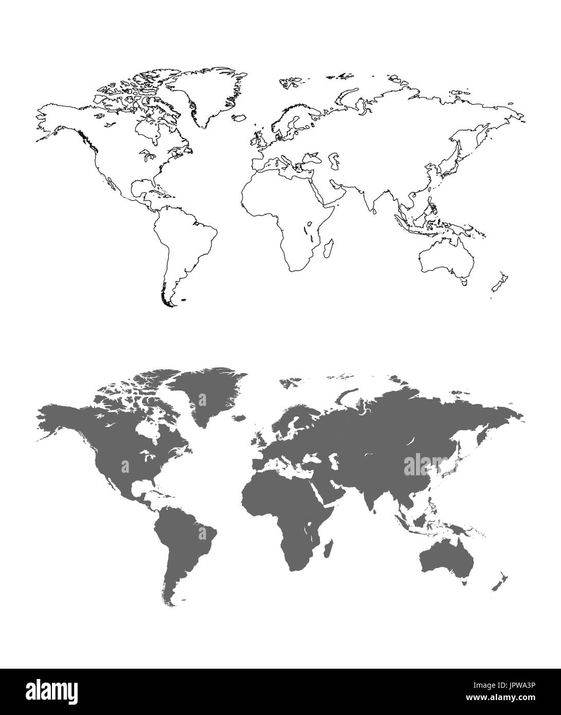 world map outline black and white stock photos images alamy