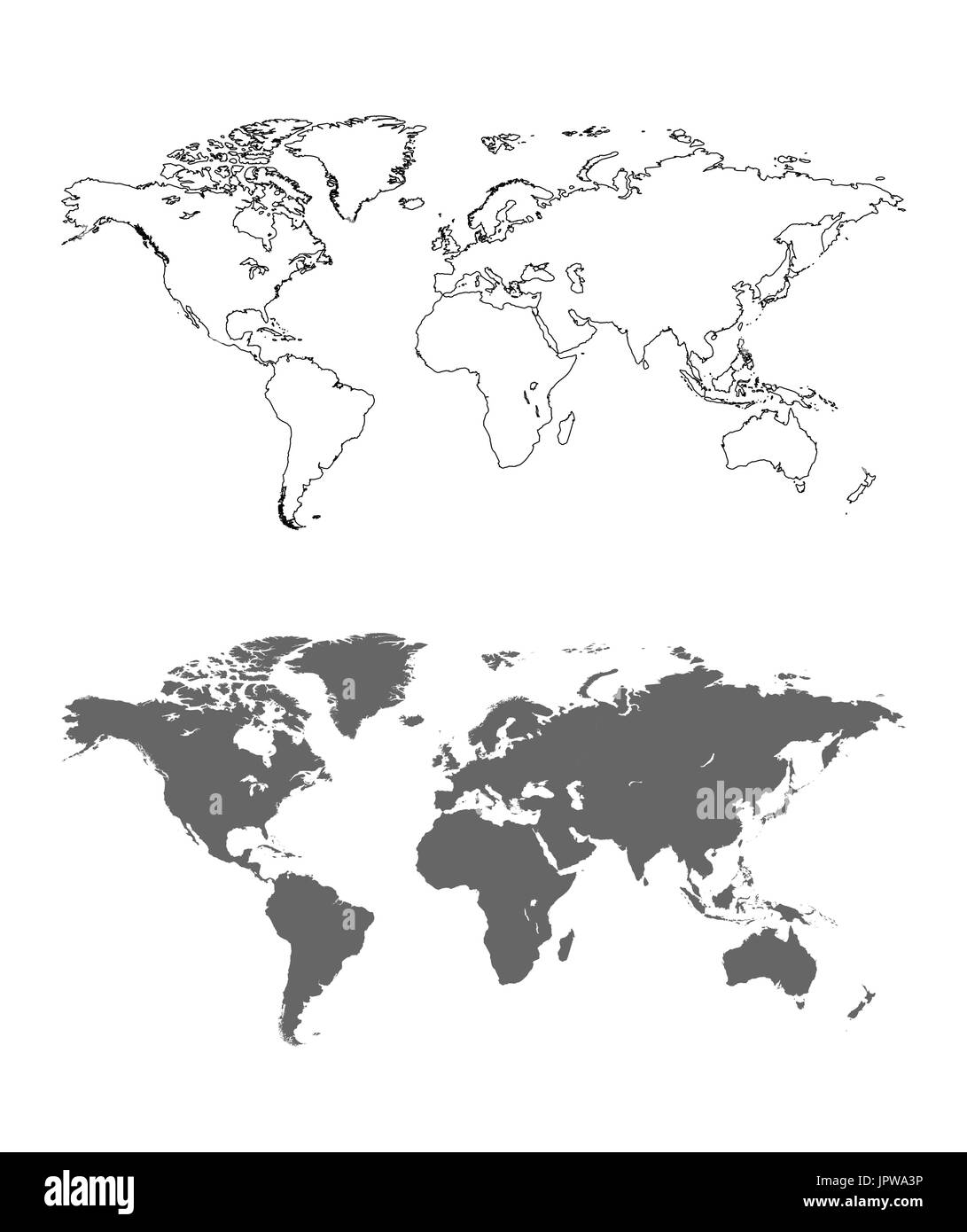 Vector Outline of the world map Stock Vector