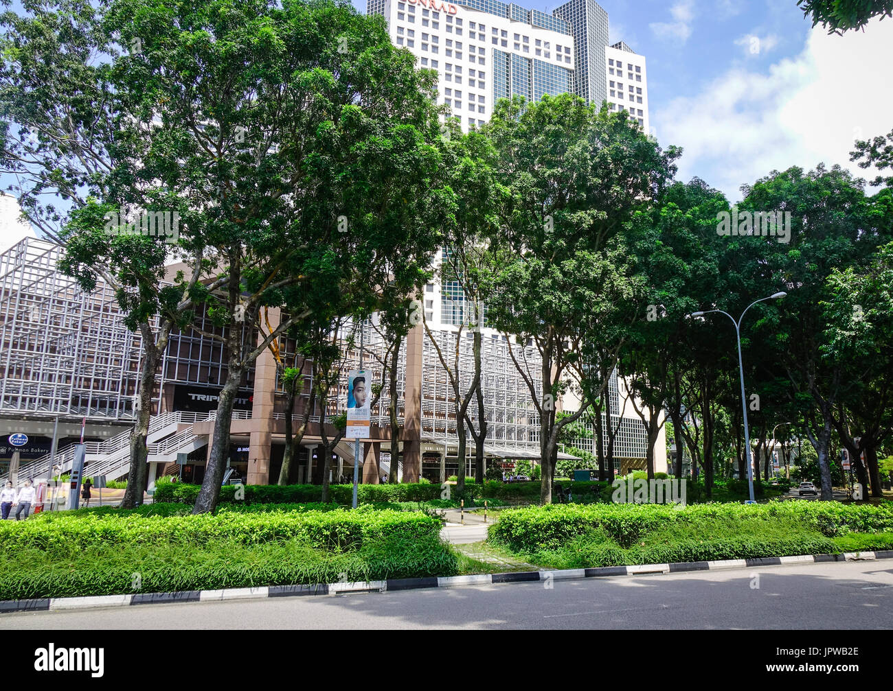 Singapore Jun 13, 2017. Orchard Road with green trees in Singapore