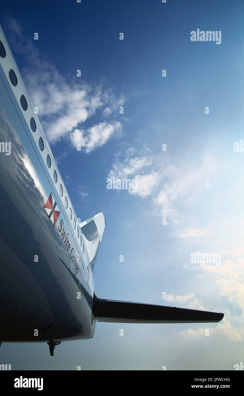 tail-fin and horizontal-stabiliser of a Cathay Pacific Airways Boeing 777-300 Stock Photo