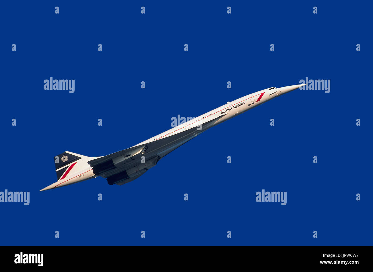 British Airways Aerospatiale BAC Concorde climbing out after take-off Stock Photo