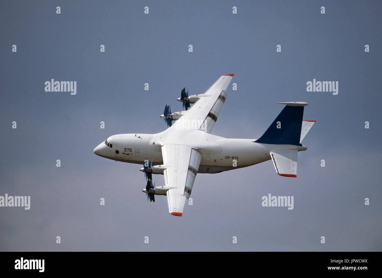 Antonov An-70 second prototype in the flying-display at the 1999 Paris Airshow Stock Photo