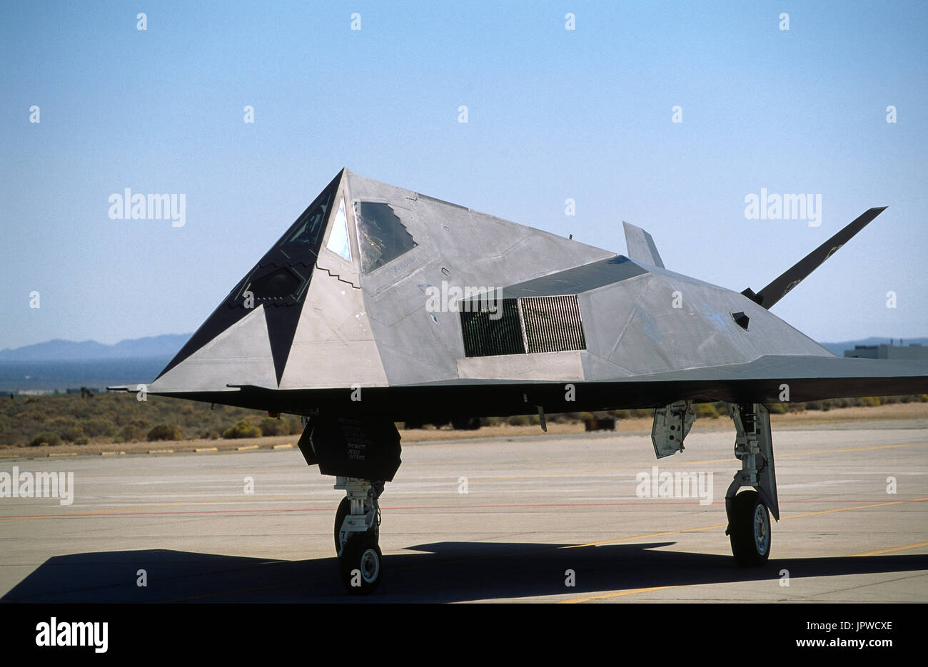 USAF Lockheed Martin F-117A Nighthawk in the static-display at the 1997 Edward AFB Open House Stock Photo