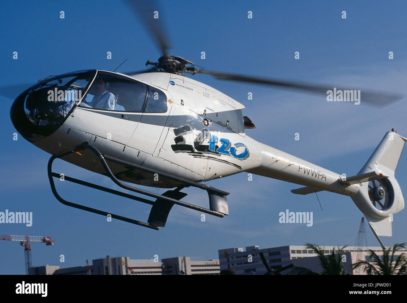 Eurocopter EC-120 Colibri landing Stock Photo