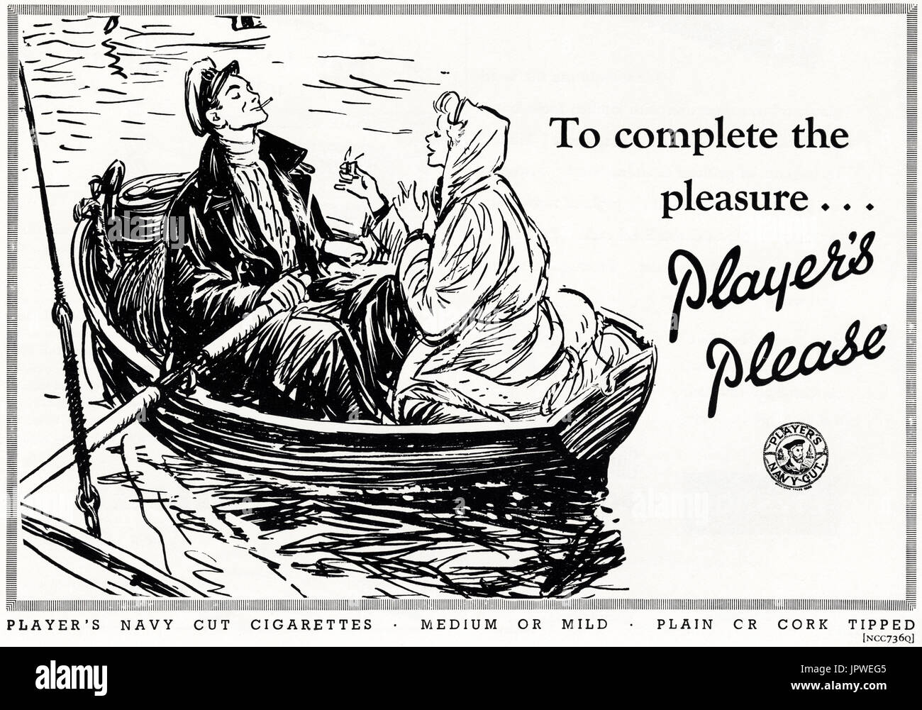 1950s old vintage original retro advert advertising Player's Navy Cut cigarettes in magazine circa 1950 Stock Photo