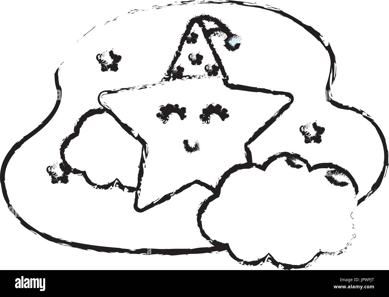 figure cute star with cloud in the sky design Stock Vector Image & Art ...