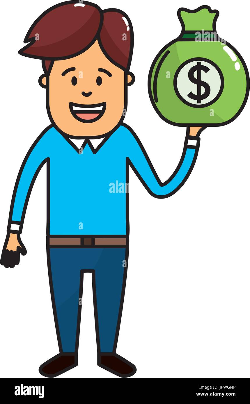 man with bag cash money in the hand Stock Vector Image & Art - Alamy