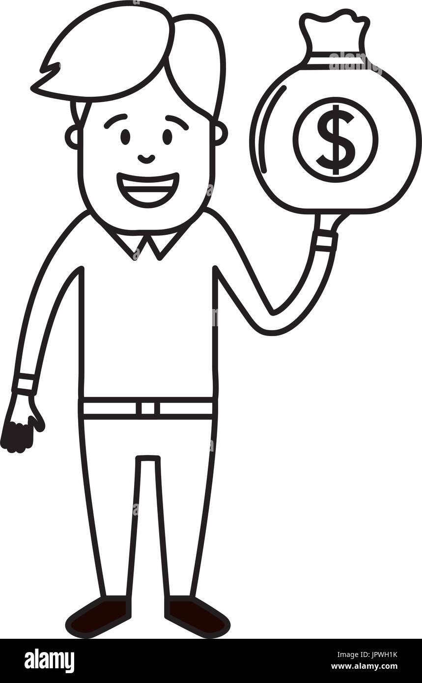 line man with bag cash money in the hand Stock Vector Image & Art - Alamy