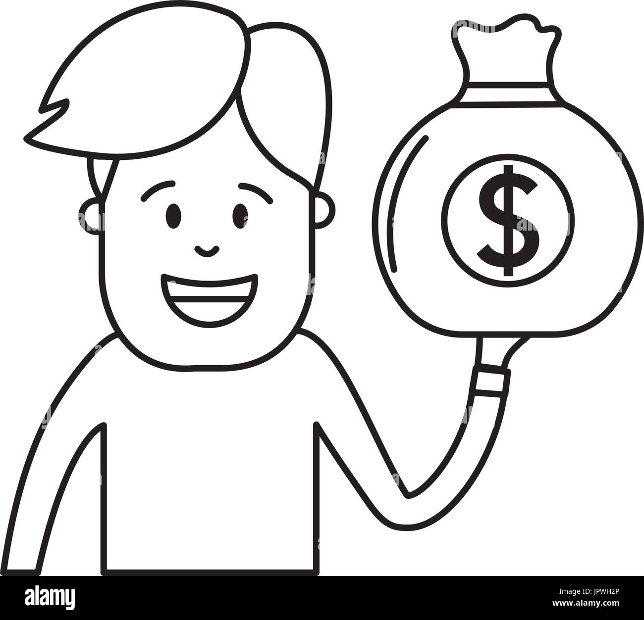 line man with bag cash money in the hand Stock Vector Image & Art - Alamy