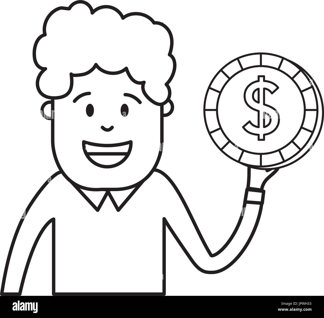 line man with coin cash money in the hand Stock Vector Image & Art - Alamy