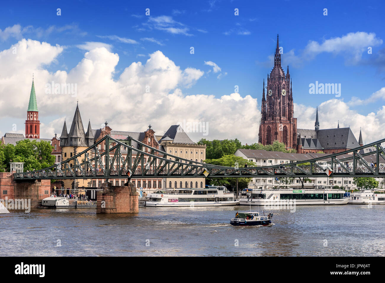 Looking across the Main river to the CBD in Frankfurt Stock Photo