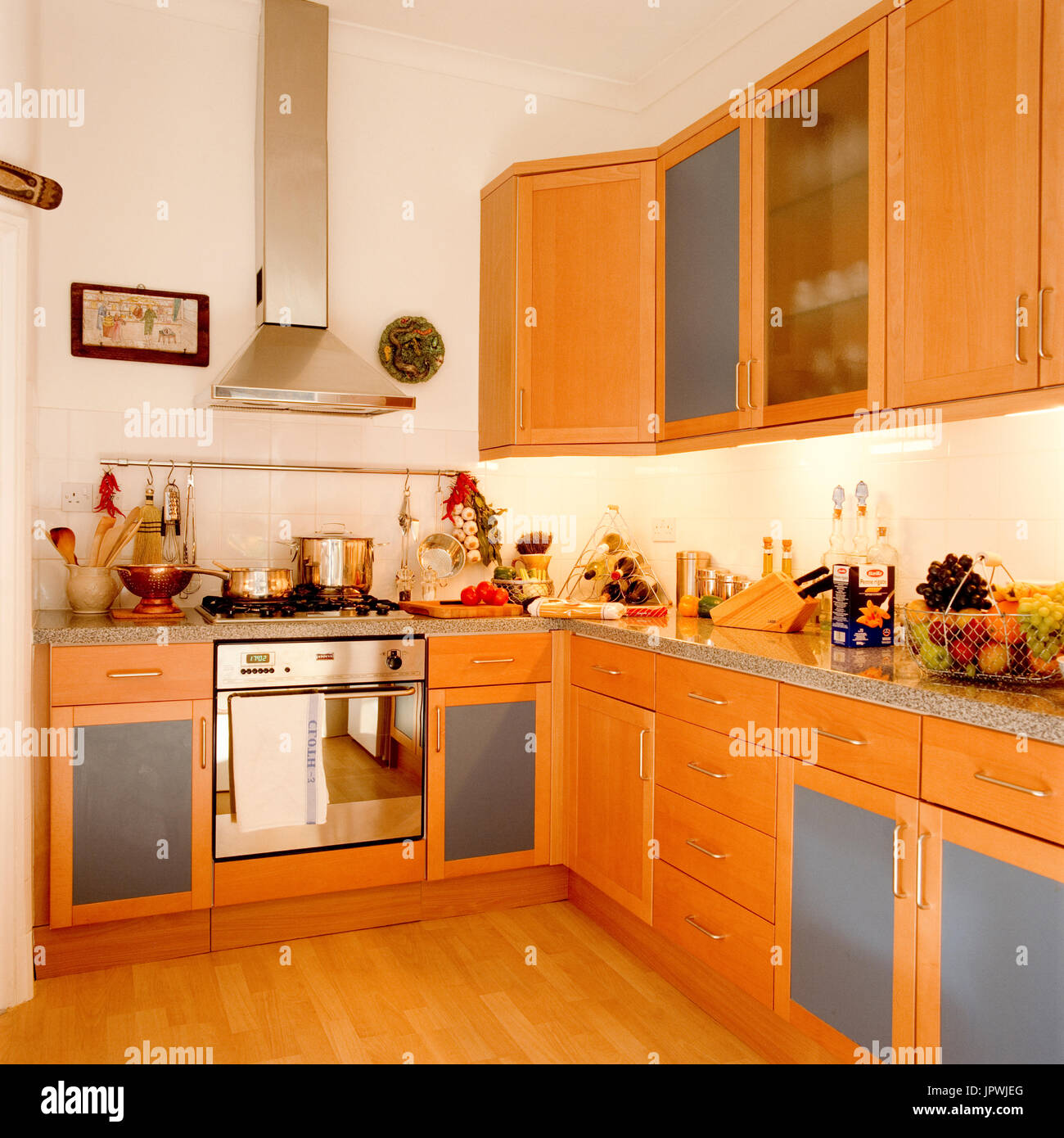 Modern wooden kitchen Stock Photo