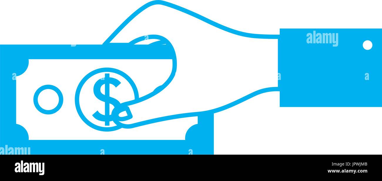 silhouette businessman hand with bill cash money Stock Vector Image ...