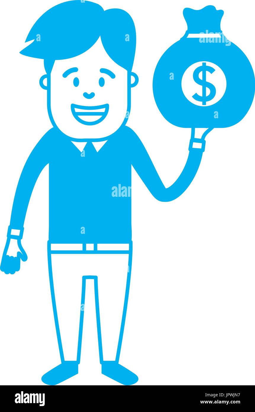 silhouette man with bag cash money in the hand Stock Vector Image & Art ...