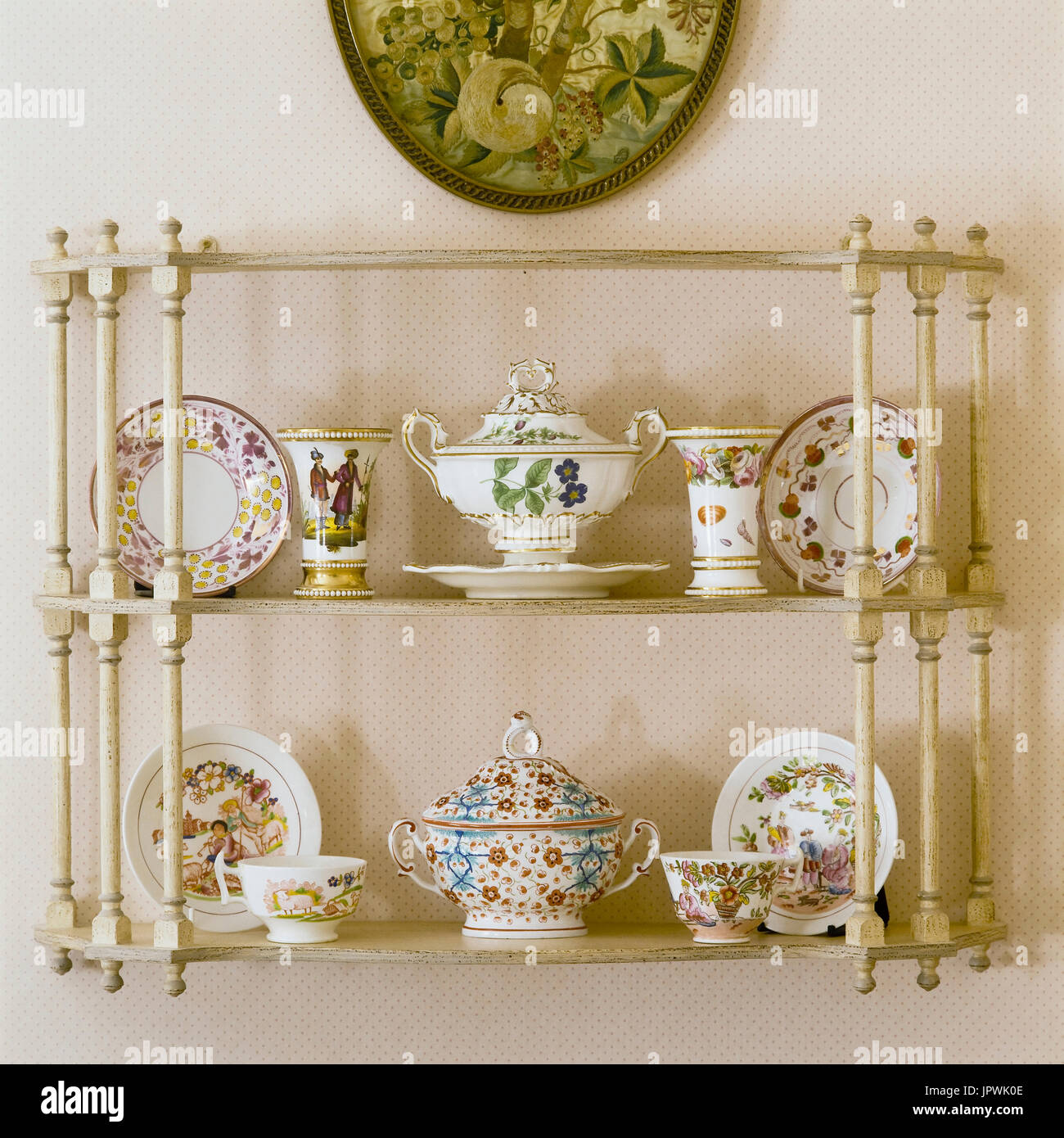 Display of floral tableware Stock Photo