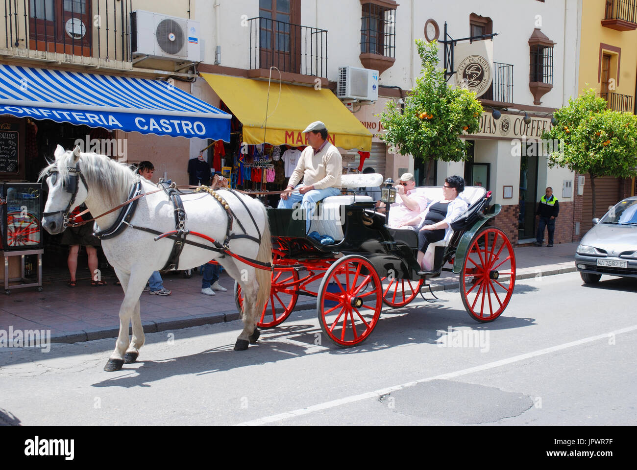 Touristic horse-drawn carriage. Ronda, Malaga province, Spain. Stock Photo