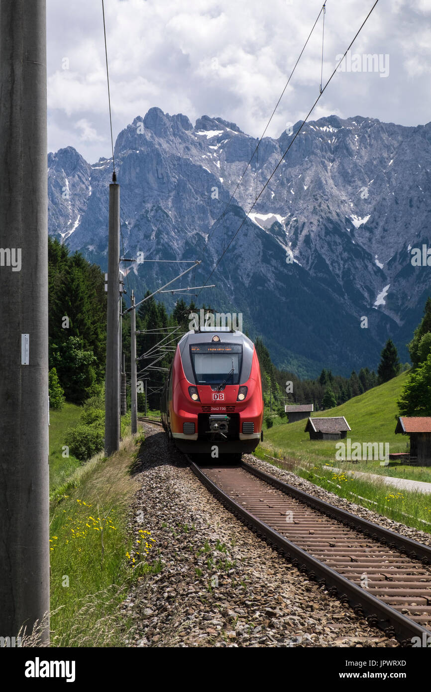 Deutsche Bahn railway near Mittenwald, Bavaria, Germany Stock Photo