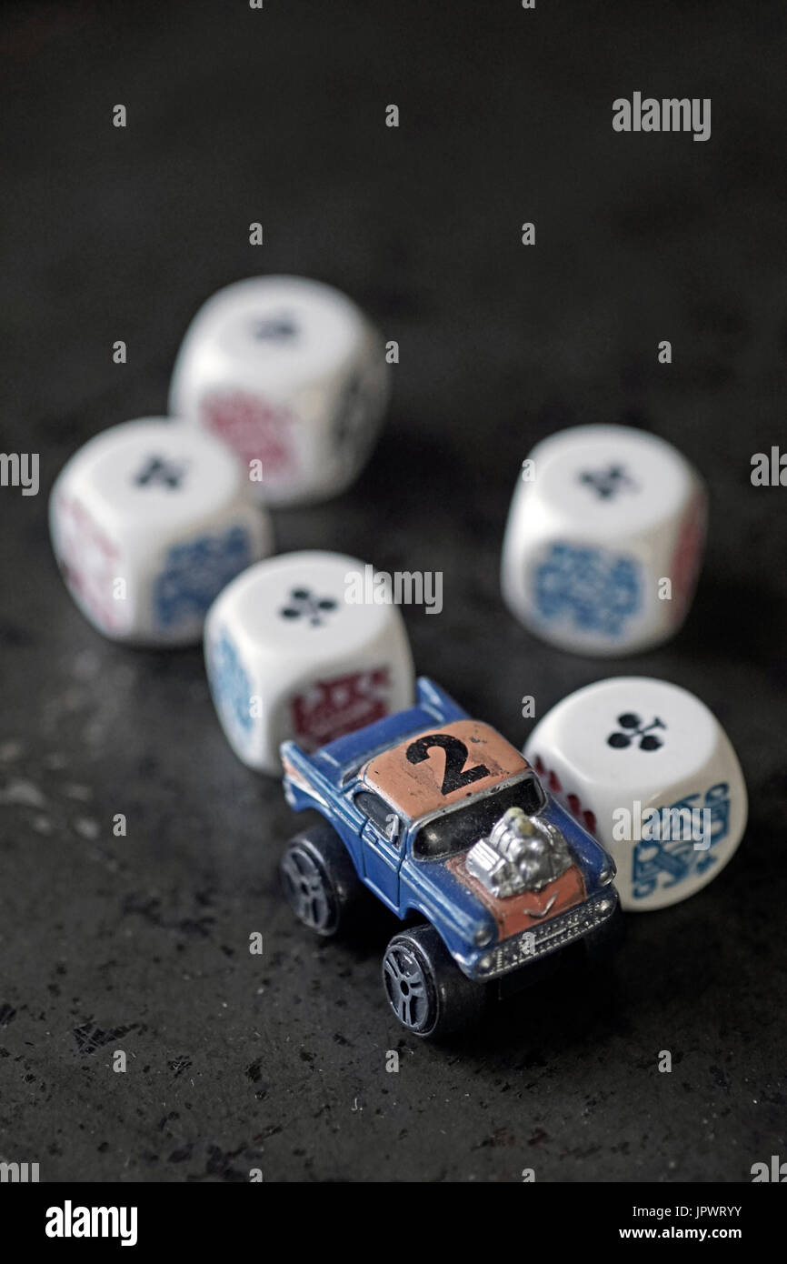 poker dice and model american muscle car Stock Photo