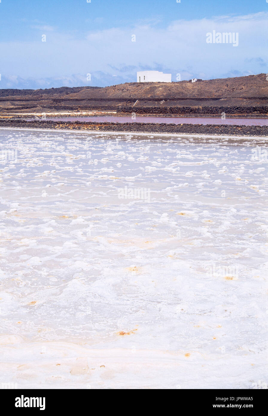 Salt works. Salinas de Janubio Nature Reserve, lanzarote, Canary Islands, Spain. Stock Photo