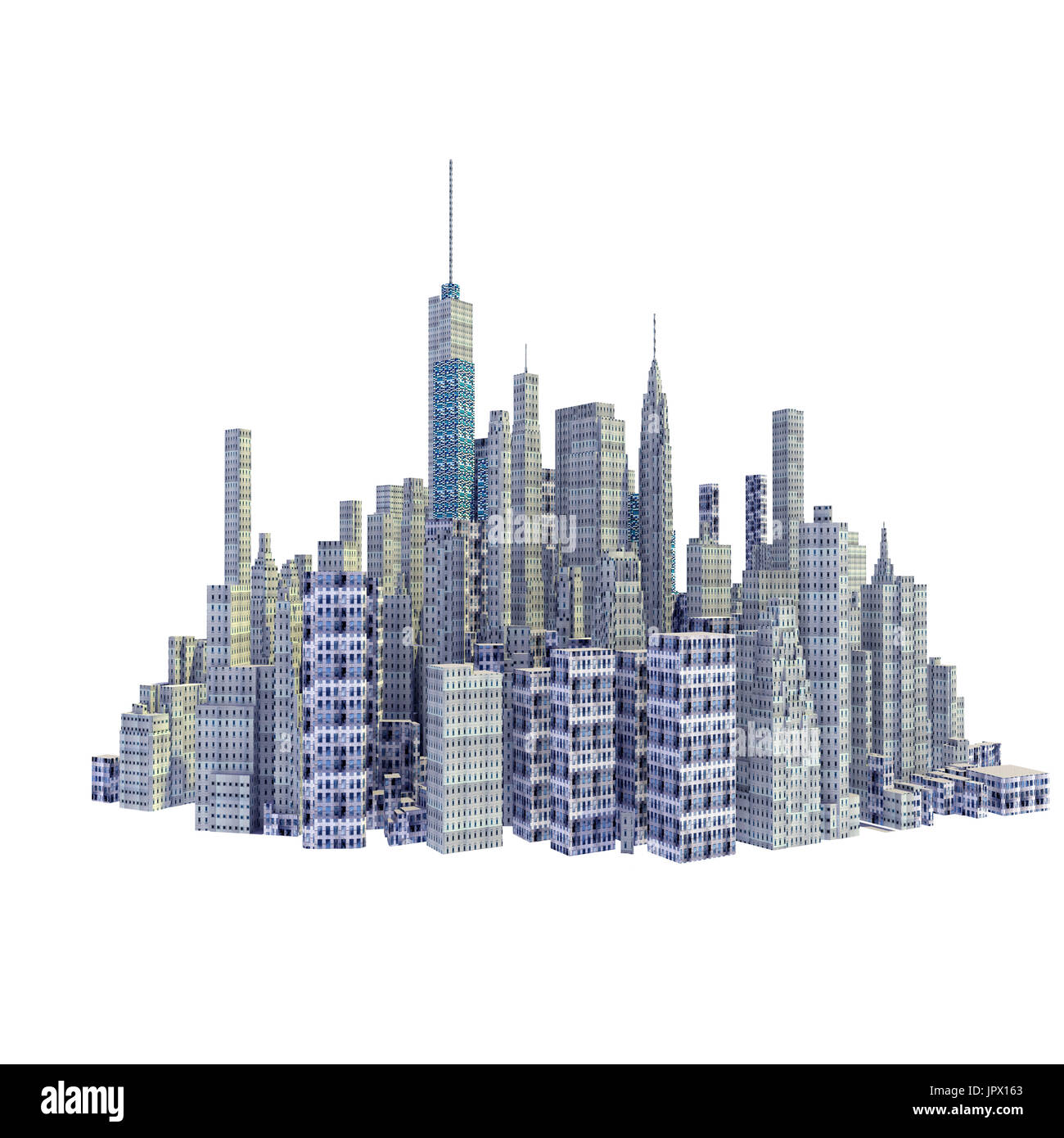 Rendered 3d city skyline isolated on white background Stock Photo