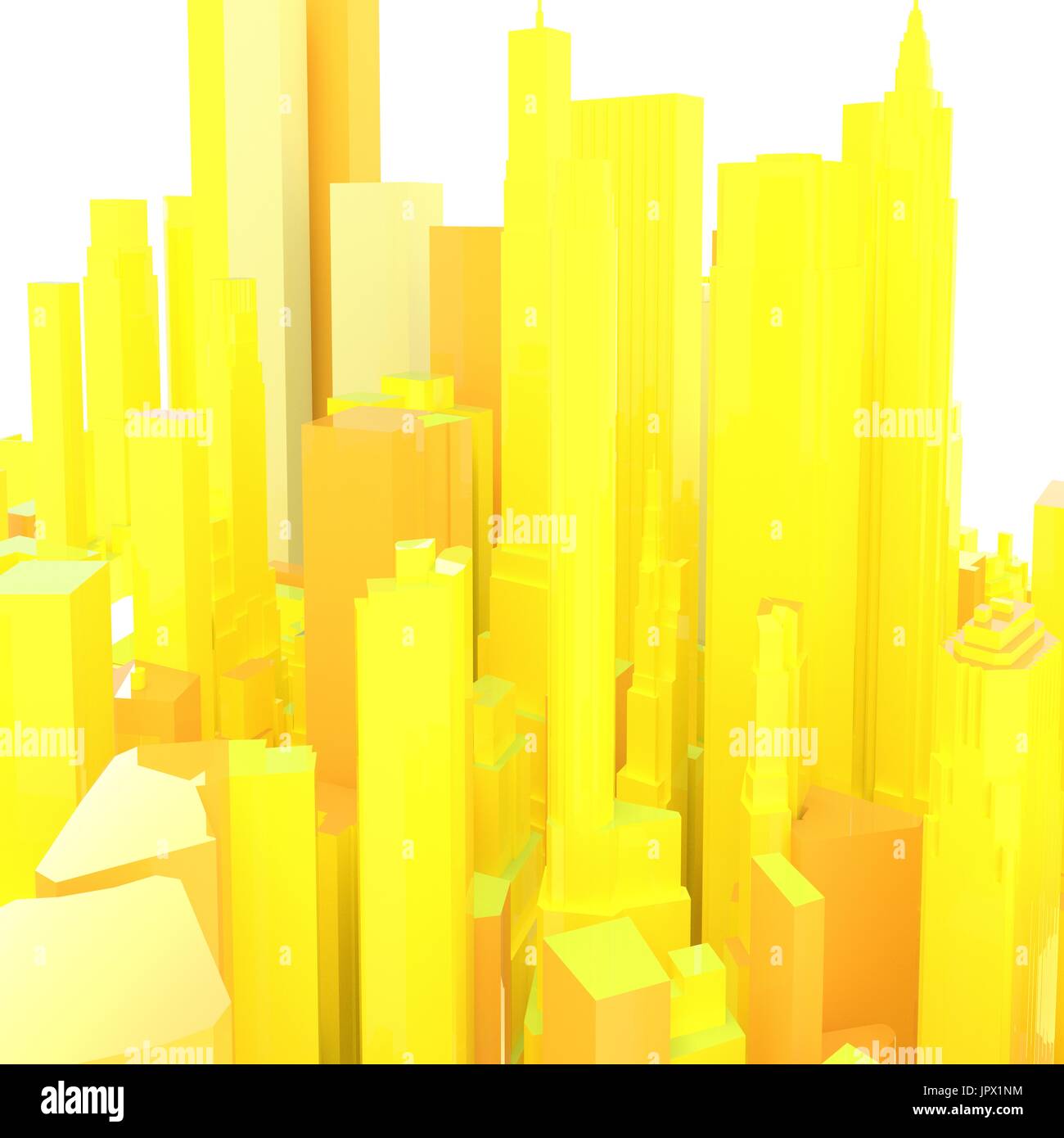 3d rendered yellow skyline isolated on white background Stock Photo