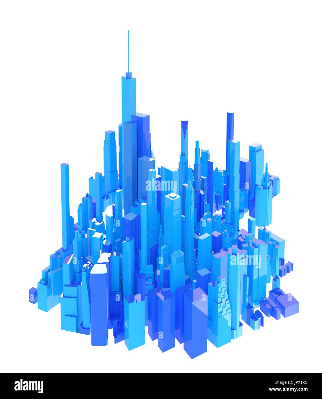 3d rendered blue skyline isolated on white background Stock Photo