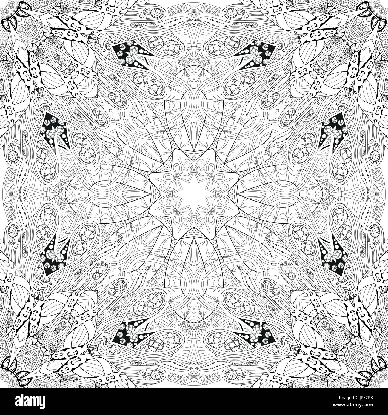 Hand drawn zentangle seamless pattern for coloring page. Stock Vector