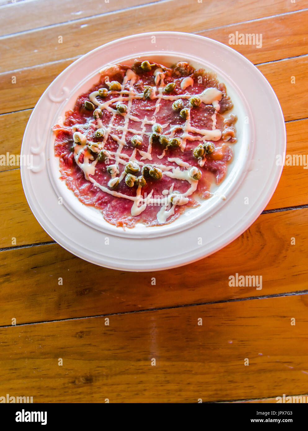 Beef Carpaccio/Raw Meat Appetizer Stock Photo