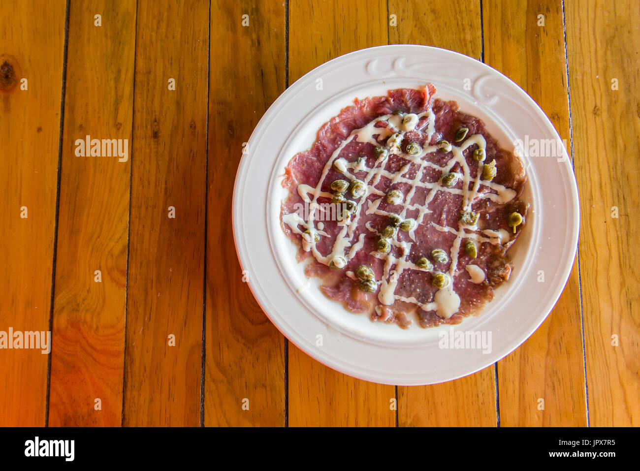 Beef Carpaccio/Raw Meat Appetizer Stock Photo