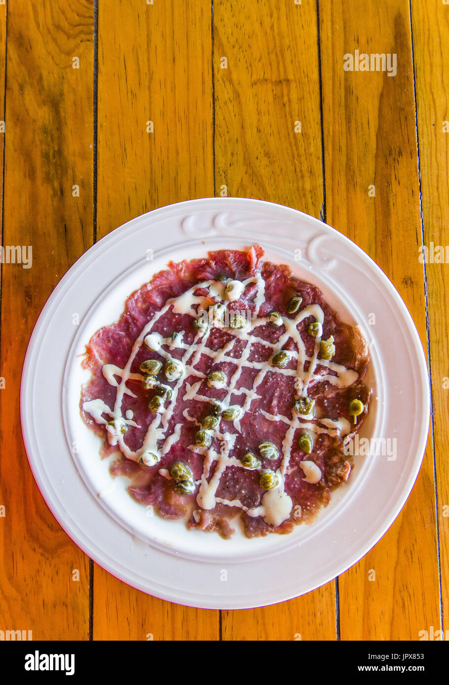 Beef Carpaccio/Raw Meat Appetizer Stock Photo